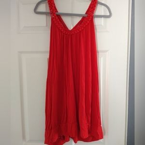 Lane Bryant sz 26/28 red tank top with crochet detail